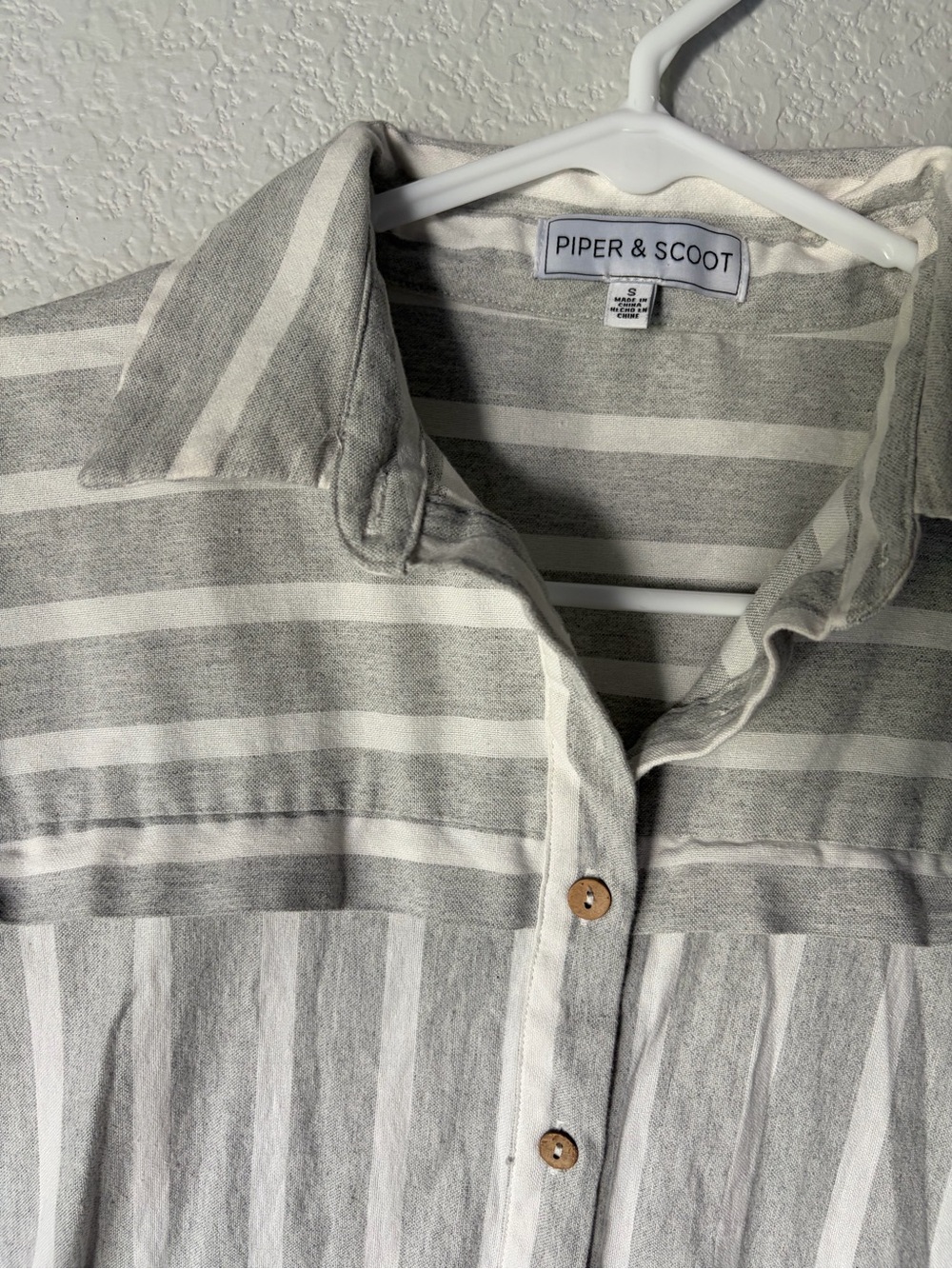 Piper & Scoot Short Sleeve Dress with Waist Tie -‎ Grey/White - Picture 4 of 5